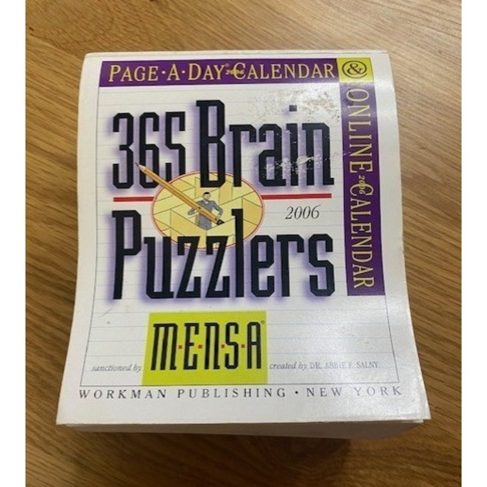 Workman Mensa 365 Brain Puzzlers Calendar 2006 White New Damaged Cover Puzzles